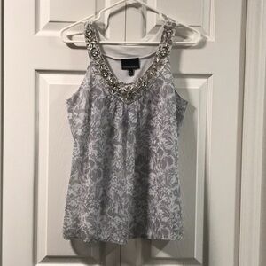 Cynthia Rowley Gray Embellished Tank Top